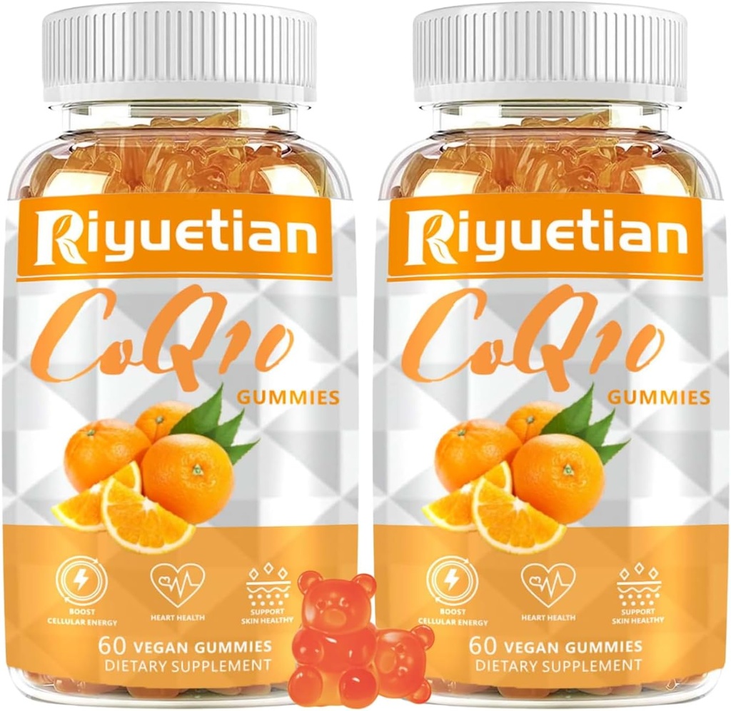 2 packCOQ10 Gummies - CoQ10 500mg + Omega-3 EPA/DHA + Magnesium Glycinate + Zink Citraat, ter ondersteuning van de gezondheid van het hart, energieproductie, immuunsysteem en minerale absorptie