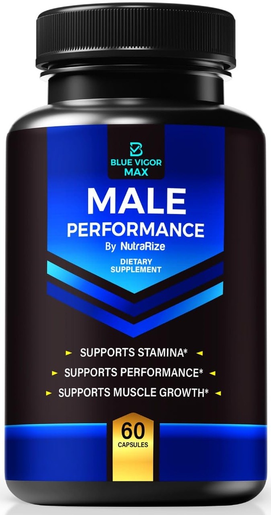 Blue Vigo Max Pillen voor mannen, all-natural formule voor mannelijke fitness en uithoudingsvermogen, Premium Capsules voor dagelijkse voeding, prestaties en energie, Official Supplement for Man Reviews (60 Capsules)