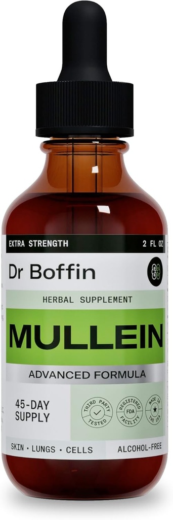 Mullein Leaf Liquid Extract 2 FL OZ - Extra Strenght Geavanceerde Formule - Natural Supplement Liquid Tinctuur - Longreiniging en Detox - Ademhalingsgezondheid en Immuun Ondersteuning Drops