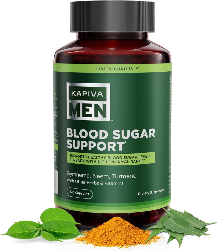 Supplément de soutien du sucre de sang avec Gymnéme, Neem, Turmère et autres herbes et vitamines, soutient les niveaux normaux de sucre de sang, 60 jours d'approvisionnement, 120 capsules