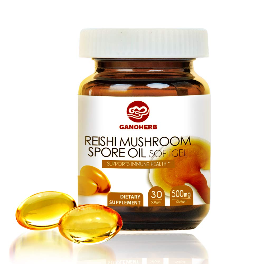 Biologische Reishi paddo Spore Olie Supplement-USDA Ganoderma Lucidum Extract Capsule-immune Systeem Natuurlijke Energie voor Wellness&Liver Support-Veganistisch, Non-GMO Glutenvrij, 30 Veggie Softgels