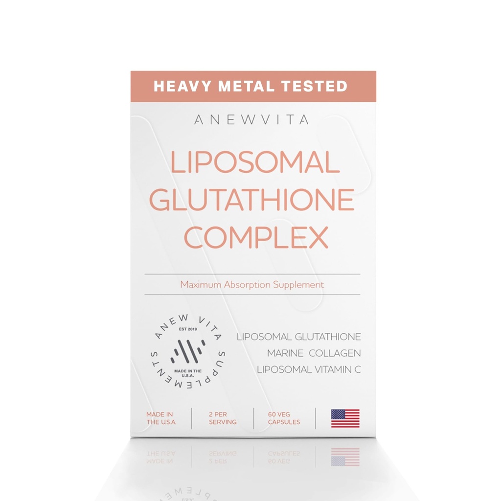 Liposomale Glutathion Supplement met Marine Collageen en Liposomale Vitamine C - Premium Skin Care Supplement - Verbeterde absorptieformule voor Radiante Huid, Detox & Antioxidant Ondersteuning - 60 capsules