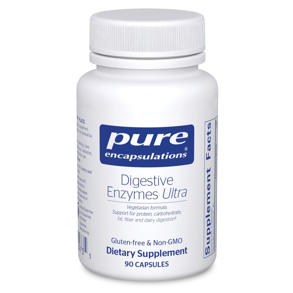 Encapsulations pures Enzymes digestifs Ultra - Supplément enzymatique digestif végétarienne pour soutenir la digestion des protéines, des glucides, des fibres et des produits laitiers* - 90 capsules