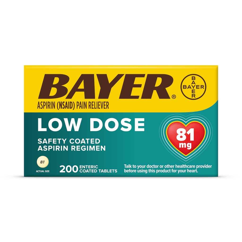 Bayer Aspirin Regimen Low Dose Enteric Coated Tablets, 81 mg, 200 Count