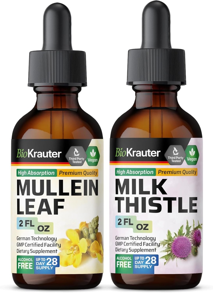 BIO KRAUTER Mullein Tinctuur 2 Fl. Oz. & Milk Thistle Tinctuur 2 Fl. Oz.