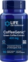 Extrait de café vert Life Extension CoffeeGenic®, 400 mg, normalisé pour l'acide chlorogène à 50 %, support du métabolisme après la repas, sans gluten, sans OGM, végétarien, 90 capsules