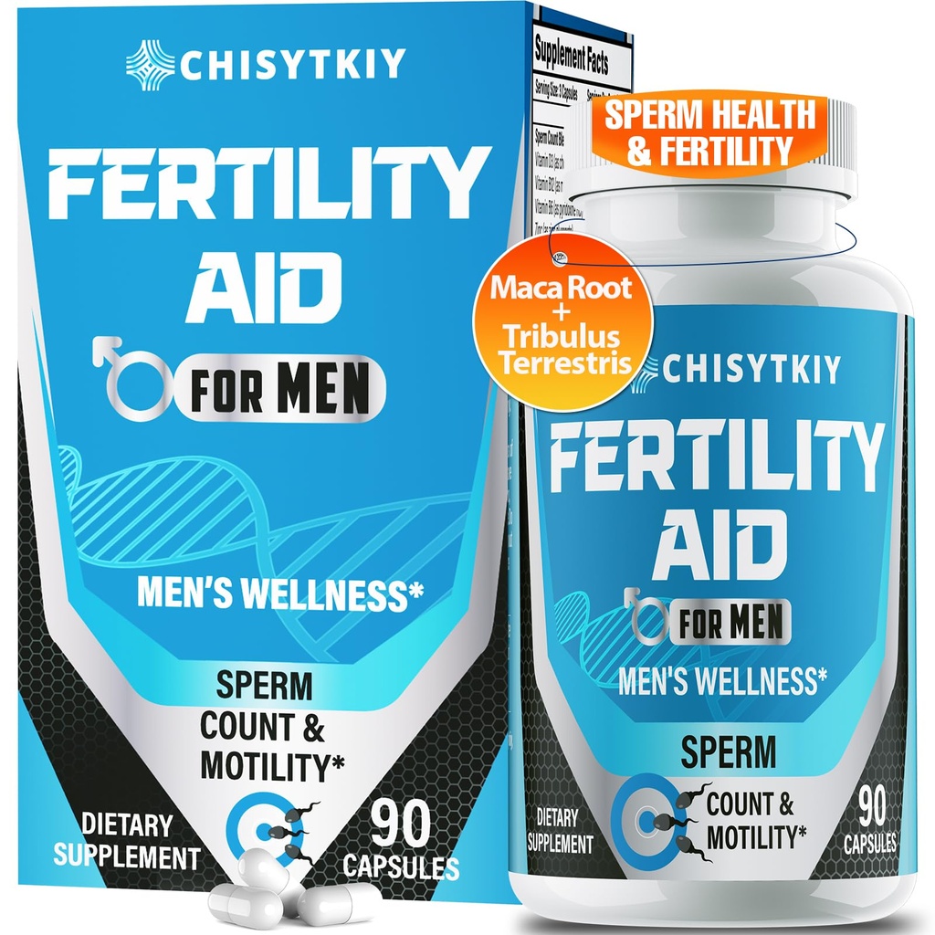 Suppléments Fécondité Homme, Supplément Fécondité Avancée pour les hommes Nombre optimal de sperme Motilité et niveau T avec Maca Root, Tribulus Terrestris, Zinc, CoQ10, Pré Conception pour lui, 90 Caps