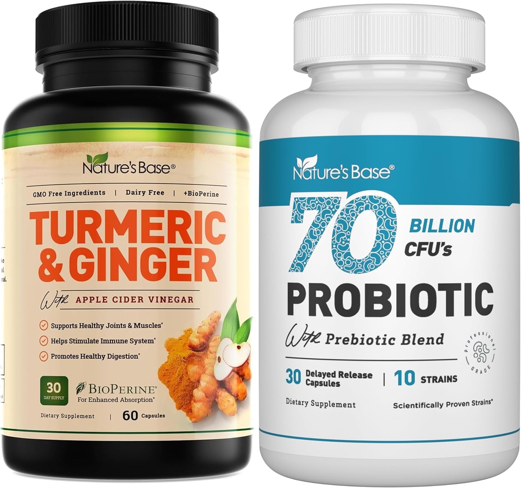 Basis van de natuur Kurkuma & Ginger 60 ct + Probiotica 70 Miljard CFU 30 ct