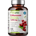 biophix D-Mannose 1000mg Capsules met Cranberry & Probiotica - D Mannose Supplementen voor vrouwen - D-Mannose Pillen voor Urinaire Tract & Bladder Health Support - Digestief Welzijn - 120 Vcaps