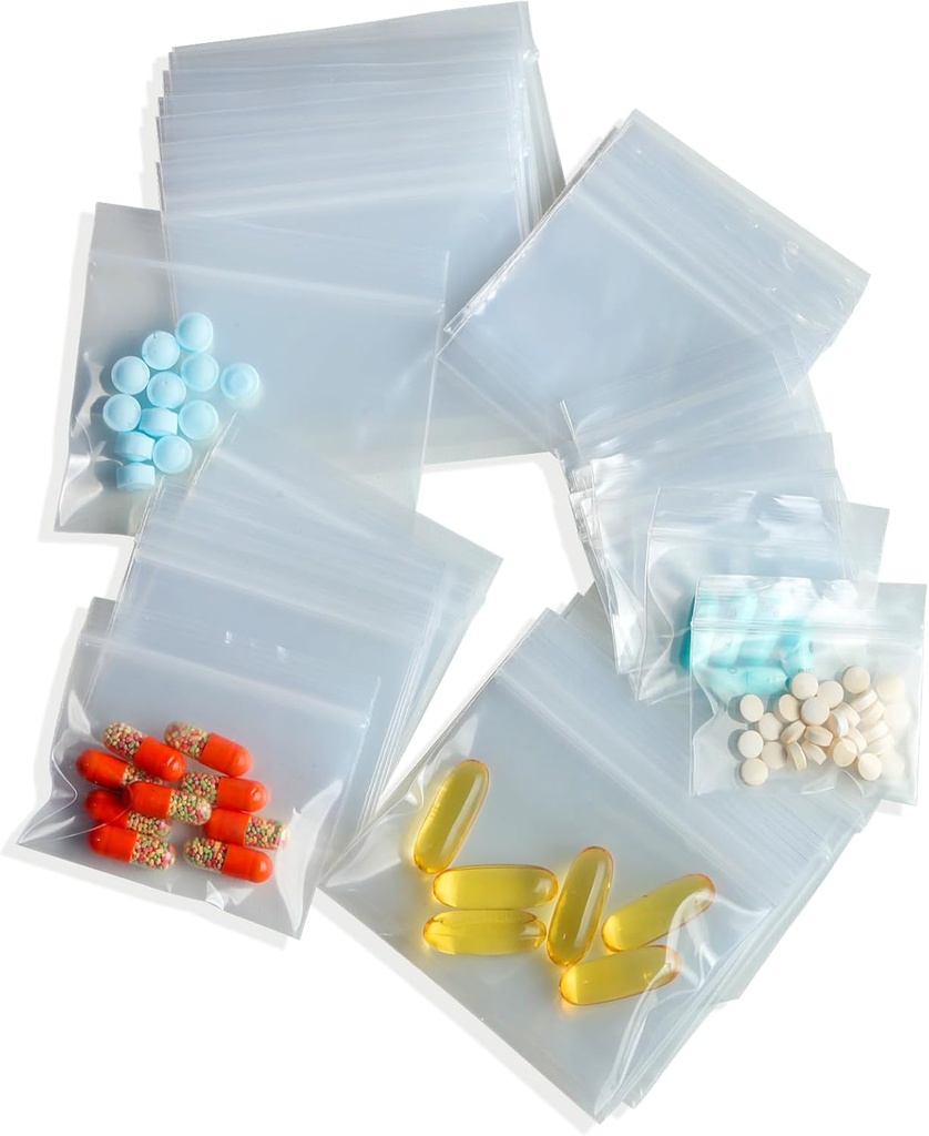 300 Packs Small Pill Bags, 6 mil Sturdy 3 Assorted Sizes 2x1.85', 2.5x2.25', 3x2.75' Plastic Bags, Herbruikbare Bags Clear Zip Bags, Pill Pouch Bags for Travel Storage Jewelry and Small Craft Pieces