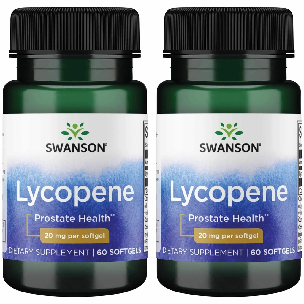 Swanson Lycopeen - Natural Supplement Prostate Health, Heart Health, & Ondersteunt de bloeddruk binnen het normale bereik - Mens Health Supplement - (60 Softgels) 2 Pack