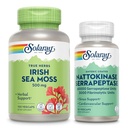 SOLARAY Irish Sea Moss 500mg and Nattokinase Serrapeptase Supplement - Wellness Bundle with Natural Occuring Vitamines, Minéraux - Gut Health, Sinus, Heart Health Support, garantie de 60 jours, 100/30ct