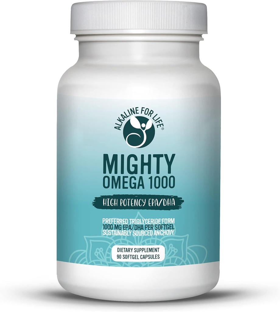 Mighty Omega 1000 Potent Omega 3 Supplement 1000 MG EPA DHA per capsule Hoge dosis Omega 3 Visolie Zuid-Pacific Ansjovis Bron - triglyceride Omega 3 Fatty Acid Supplement