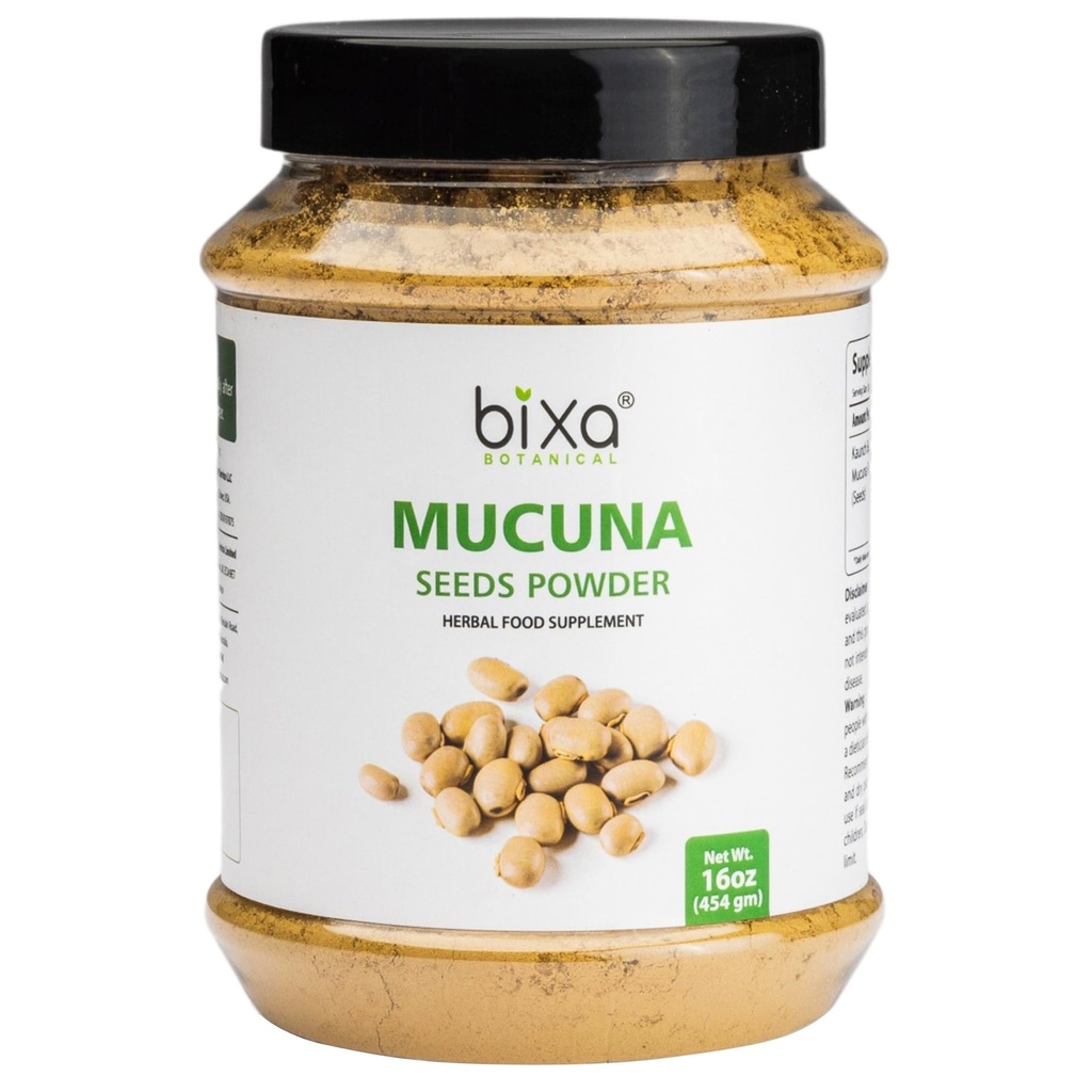 bixa BOTANICAL Mucuna Pruriens Powder | Velvet Bean Powder | Kapikacchu | Kaunch Beej | Ayurvedic Herbal Supplement ǀ Energy Booster | 1 Pound / 16 OZ | Gluten Free, Non-GMO, Steam Treated, Vegan,
