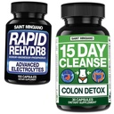 15 jours de nettoyage de Colon Detox avec naturel laxatif - avec - Rapid Rehydr8 électrolyte suppléments Prévention de la crampe et soutient l'endurance musculaire et la récupération - 100 capsules