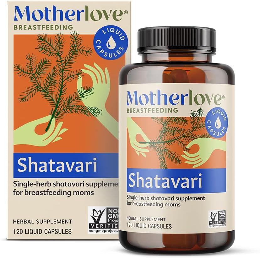 Moederliefde Shatavari (120 Liquid caps) Borstvoedingssupplement ter ondersteuning van de moedermelkvoorziening tijdens de menstruatie.
