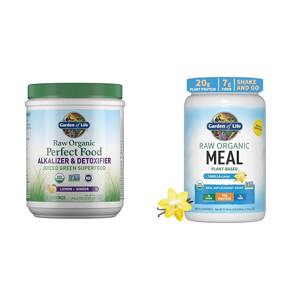 Tuin van het leven Rauwe Biologische Perfecte Eten Alkalizer & Ontgiftiger Gesapeerde Groenen Superfood Poeder & Vegan Proteïne Poeder - Rauwe Biologische Maaltijden Vervanging Shakes - Vanille - Pea Proteïne