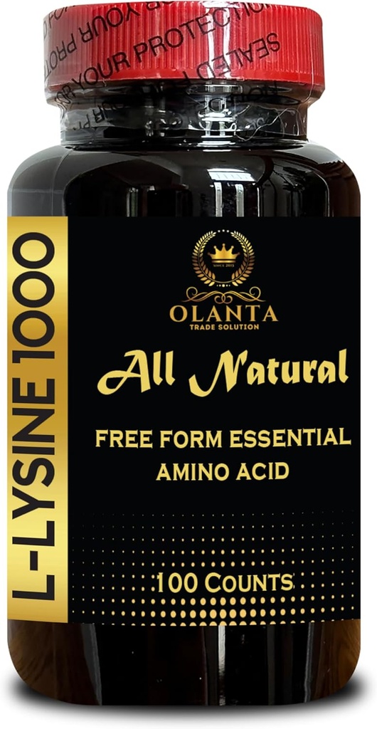 L-LYSINE 1000 mg Vrije vorm Aminozuur Essentieel - Lysine Supplement ondersteunt gezonde Lip en Orale Weefsel Immuun Ondersteuning Supplement, Pure Graad Aminozuur, Collageen vorming - 1 Fles 100 Tellingen