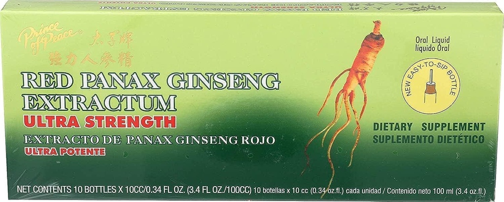 Ultra Strength Red Panax Ginseng Extract - Prince of Peace, 30 btl, 10cc elk, Verpakking van 3