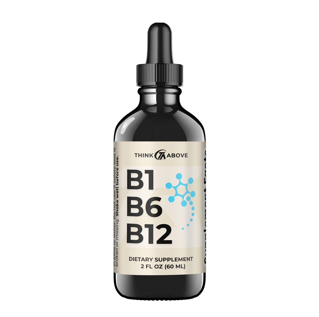 B1 B6 B12 gouttes de vitamine liquide - Nerve, énergie, supplément de soutien du cerveau - Fruit-comme l'arôme - méthylcobalamine, thiamine, pyridoxine - 60 jours d'approvisionnement - 2 oz - pour les hommes et les femmes - simplement fabriqué
