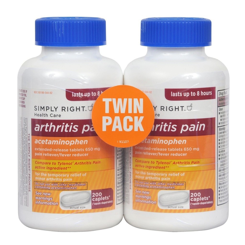 Artritis Pijn Reliever, Extended Release, Acetaminofen 650 mg, 400 Capletes