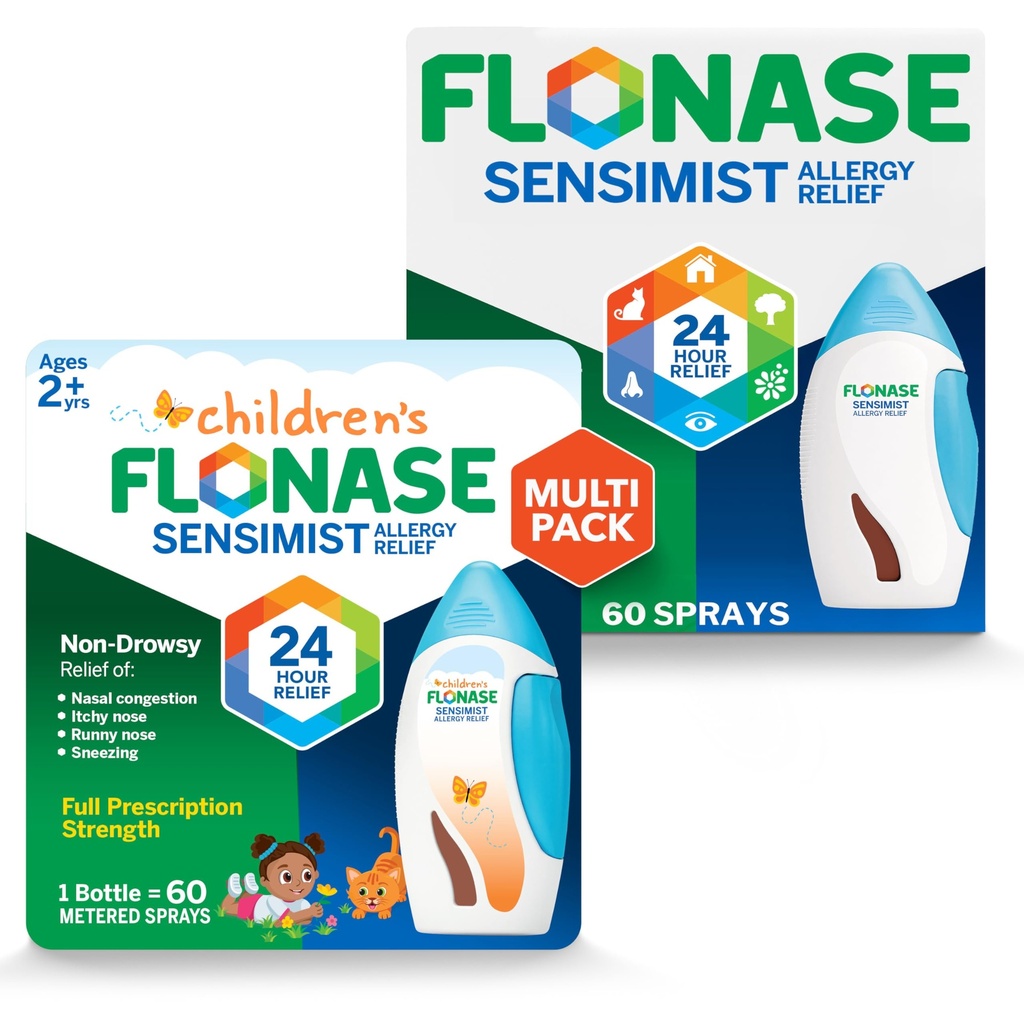 Flonase Sensimist Allergie Relief Nasal Spray voor volwassenen en kinderen - 120 Sprays Totaal (2 Flessen van 60 Sprays Elk)