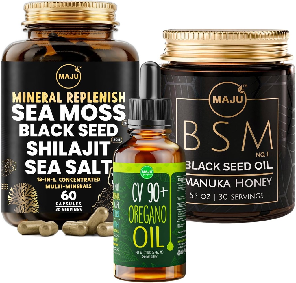 Maju Superfoods Oregano Oil, BSM nr. 1 en Mineral Replenish Capsules
