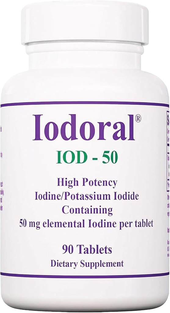 Optimox Iodoral 50 mg Supplement - Kaliumiodide Tablets, Hoge Potentie Jodium Supplementen, Schildklierondersteuning, Vitaminen en Mineralen - 90 Tellen