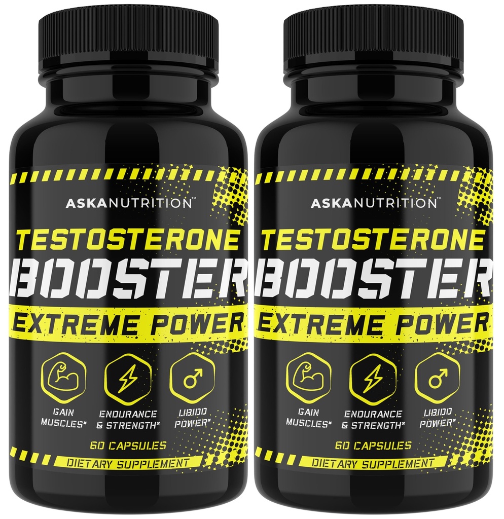 Booster de testostérone pour les hommes - Supplément d'amélioration masculine avec l'herbe de chèvre horny et Tongkat Ali - Pilules d'agrandissement de constructeur de muscles - Booster de test naturel Plus de désir, d'énergie, d'endurance, de Libido (2 PACK)