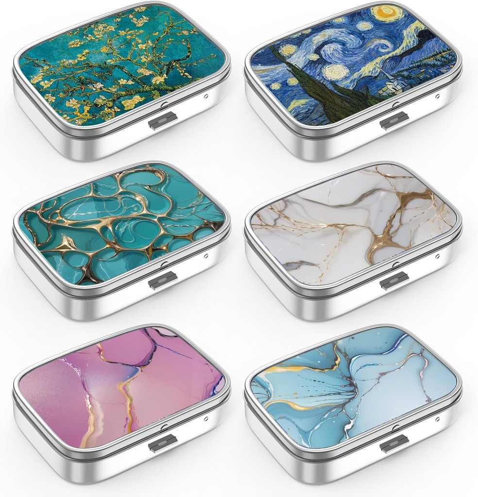 Boîte à pilules 2 Compartiment petit cas de pilule, Portable pour la poche ou la pilule de chasse Organisateur Porte-conteneur de pilules pour tenir les vitamines, médicaments, huile de poisson et suppléments(6PCS)