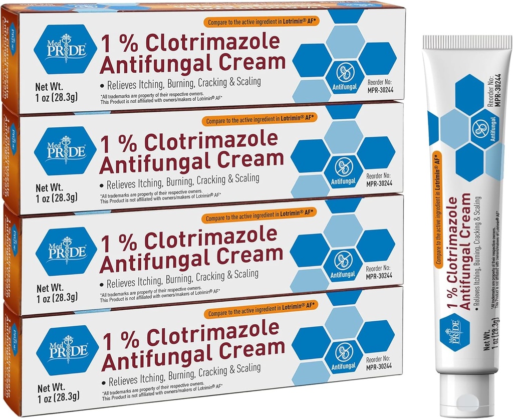 MED PRIDE Clotrimazool Antischimmel Cream 1 Procent Treats Atlete's Foot Jock Itch Ringworm Verlicht jeukende brandende huidverzorging behandeling voor baby 4 Pack