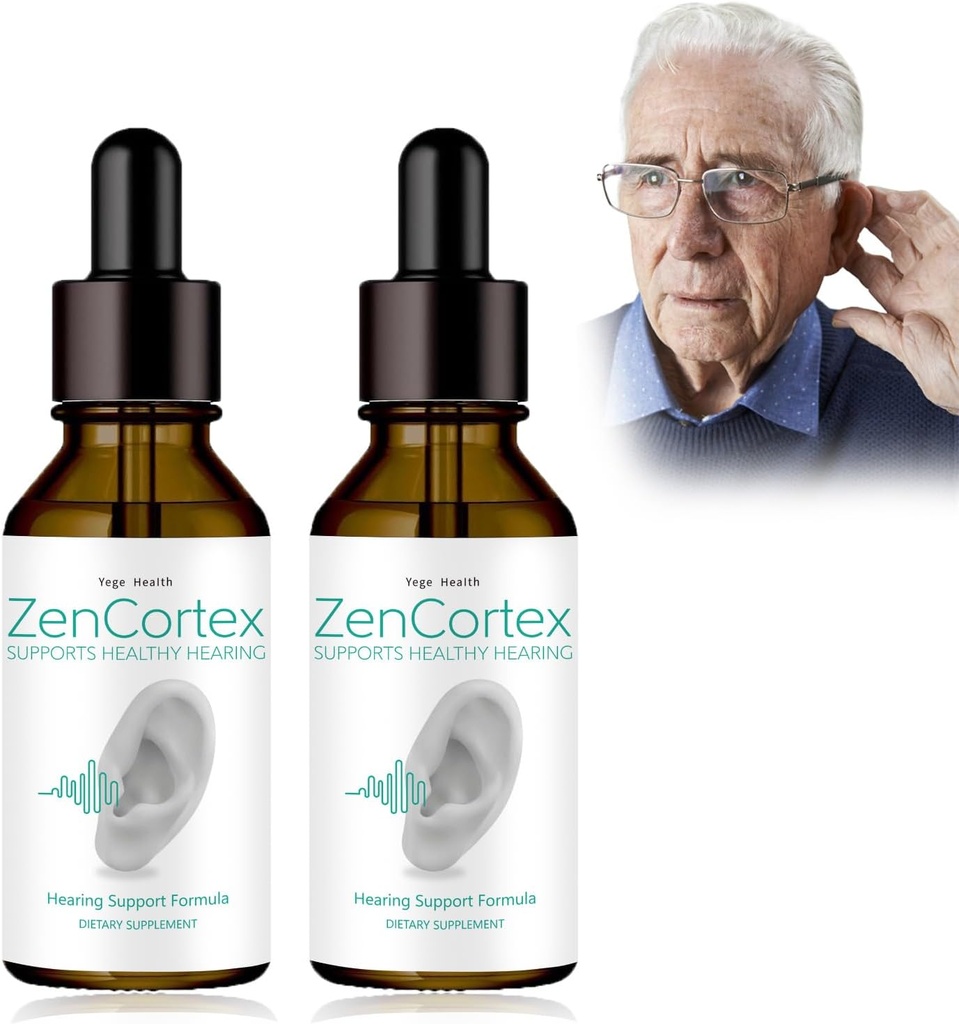 Tinnitus Relief for Ringing Ears, Zencortex Cortex Oordruppels, Zencortex voor Tinnitus, helpt met trommelvlies gezondheid, bevordert auditieve helderheid, fles voor 30 dagen (2 Pack)