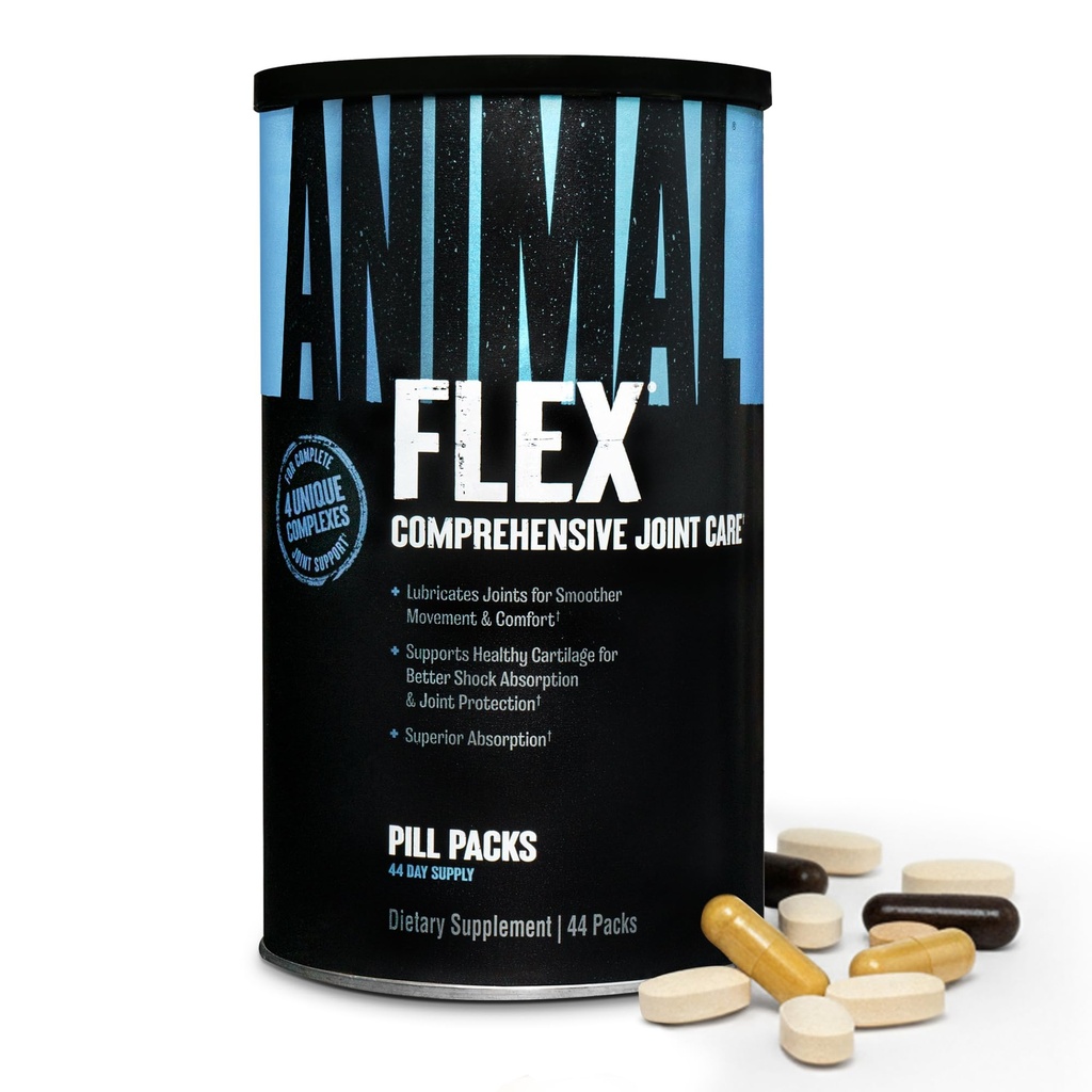 Souple animal - Supplément articulaire glucosamine-chondritine pour les femmes et les hommes Désagrément avec curcuma, MSM, Boswellia pour le cartilage, la santé articulaire, les muscles, le dos, les genoux, l'épaule et la hanche, 44 paquets