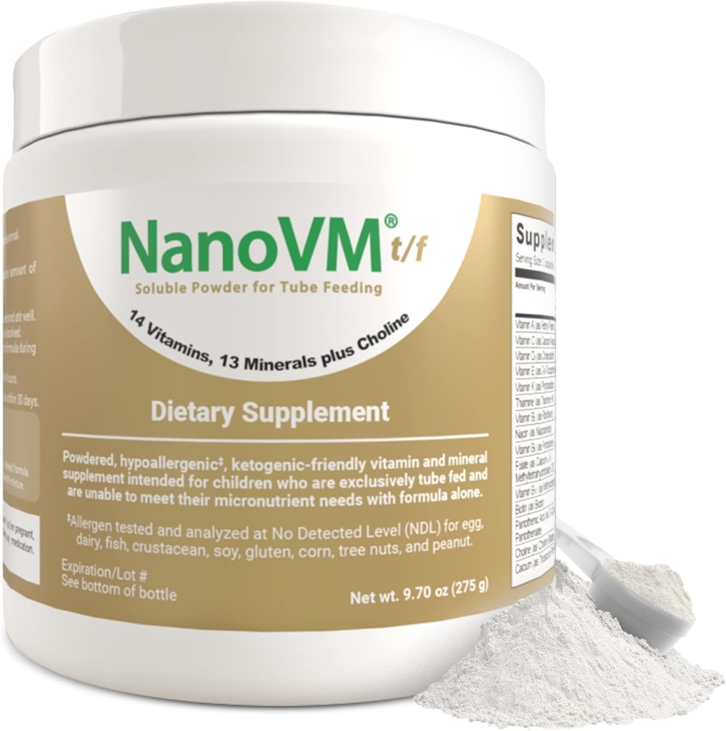 t/f, Supplément diététique pour l'alimentation des tubes, Multivitamine sans allergène pour enfants, Poudre de vitamine non aromatisée avec 14 vitamines et 13 minéraux, Vitamines pour enfants à faible teneur en glucides, 275g - Solace Nutrition