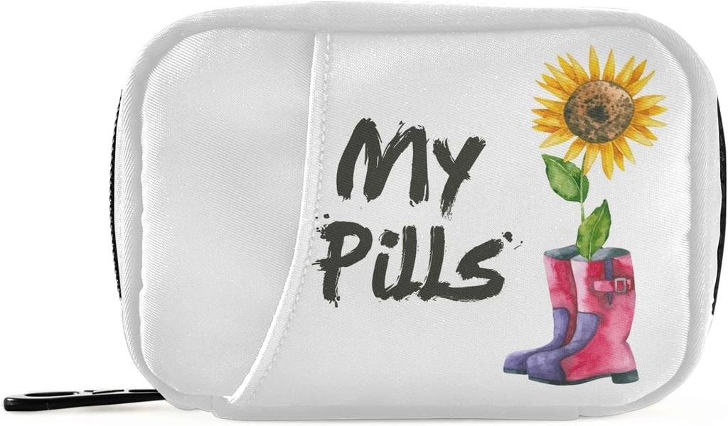 Mijn Zonnebloem pil Box 7 dagen pil geval Travel pil Organizer Tas met rits draagbare Wekelijkse Case Compacte grootte voor vitamine supplement houder