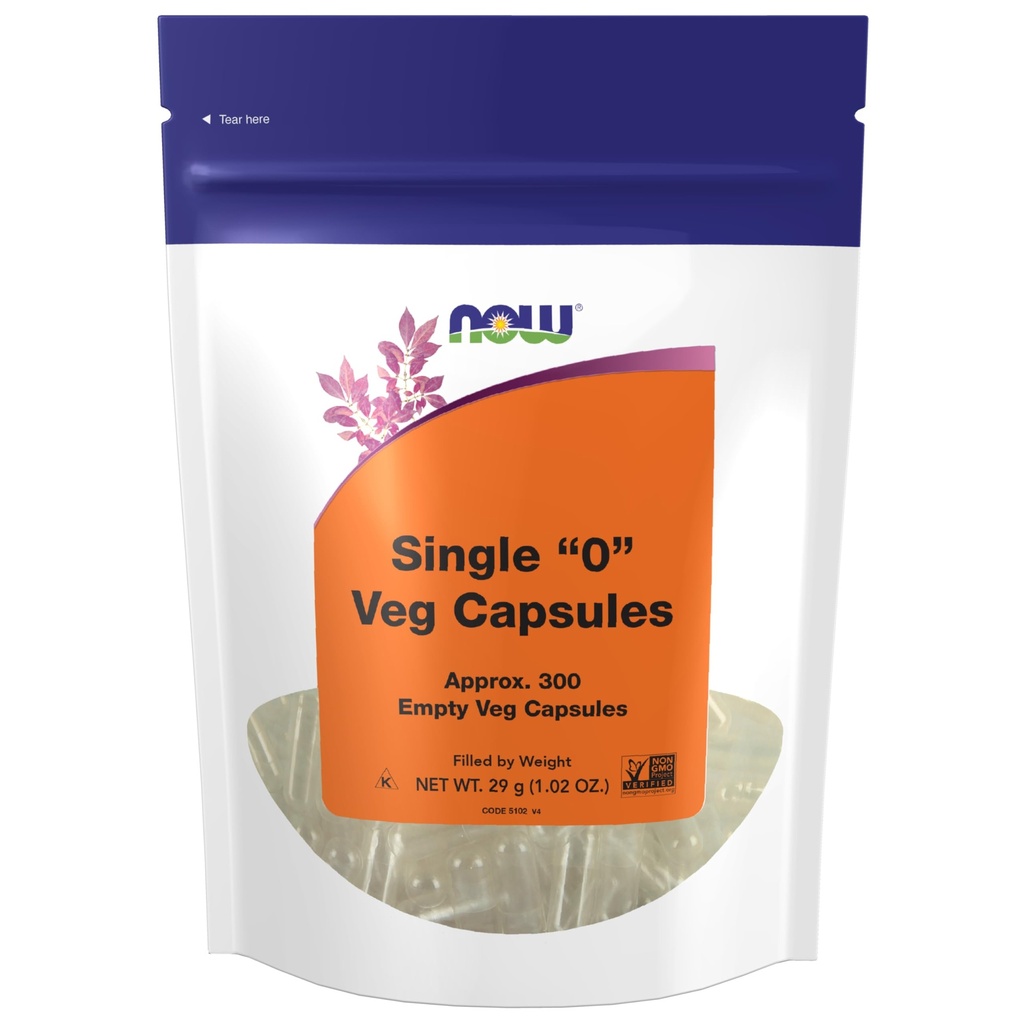 NU Voedingssupplementen, Lege Vegetarische Capsules, Enkelvoudige "0," Gevuld op gewicht, Niet-GMO Project Geverifieerd, 300 Veg Capsules
