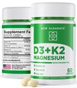 Nouveaux éléments Vitamine D3 K2 10,000 UI avec Magnésium Glycinate 500mg - Bone Health, Immune Support, Énergie et Mood - Non-OGM, sans gluten, sans sucre pour les femmes et les hommes (60 softgels)