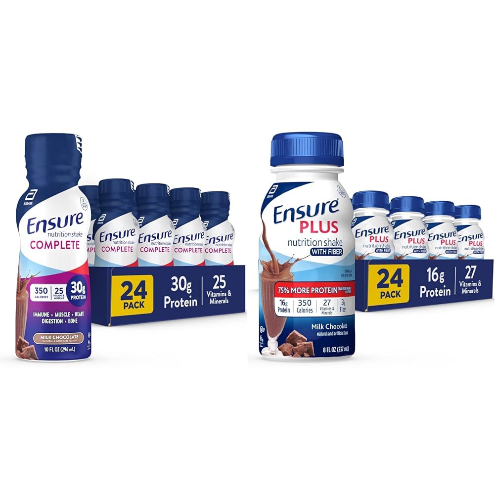 S'assurer que la nutrition est complète Shake & Assure Plus Nutrition Shake with Fibre, 16 grammes de protéines, substitut de repas liquide, chocolat au lait, sans gluten, 8 Fl Oz (paquet de 24)