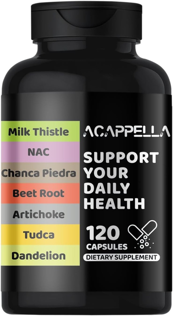 ACAPPELLA Milk Thistle, NAC, Chanca Piedra, Rode bieten, Artichoke, TUCCA, Dandelion Capsule, Lever Reiniging Supplement met Kurkuma, Gember, Panax Ginseng, Berberine (1)