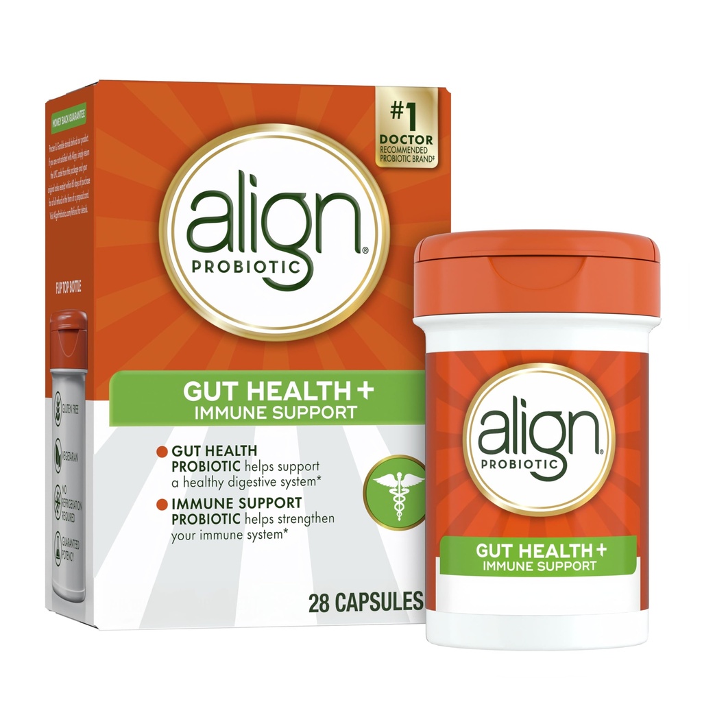 Aligner Probiotique, Gut Health + Immune Support Probiotique, Probiotiques pour les femmes et les hommes, Probiotiques pour la santé digestive et la santé immunitaire, #1 Doctor Recommandé Marque, 28 Capsules