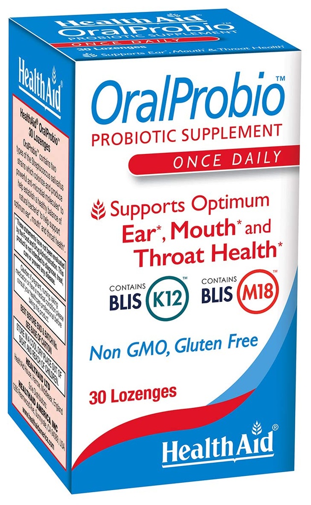 OralProbio 30ct, Eenmaal dagelijks kauwtabletten, Ondersteunt Optimum oor, mond, en keel Gezondheid, Niet GGO, Glutenvrij, Pepermunt smaak, Bevat BLIS K12 & M18