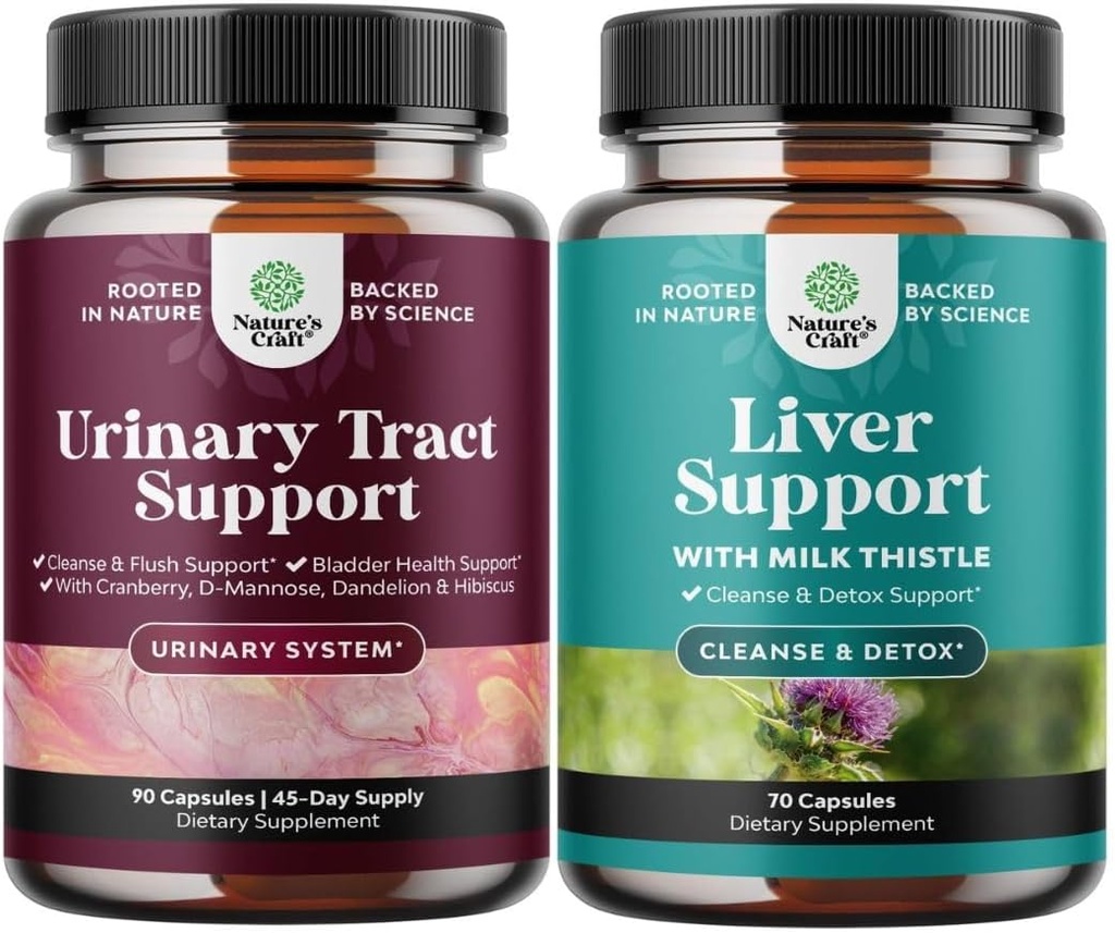 Bundel van D Mannose Capsules met Cranberry Juice Powder & Dandelion voor Urine Tract Gezondheid en Lever Ondersteuning Melkdistel Supplementen met Dandelion Root, Choline, Beetwortel & Artichoke Extract
