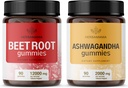 HERBAMAMA Beetwortel en Ashwagandha Kit - Bundel van 12000 mg Beetwortel met zwarte peper & 2000 mg Ashwagandha Root Gummies - Vegan, Gelatine-Free, Non-GMO