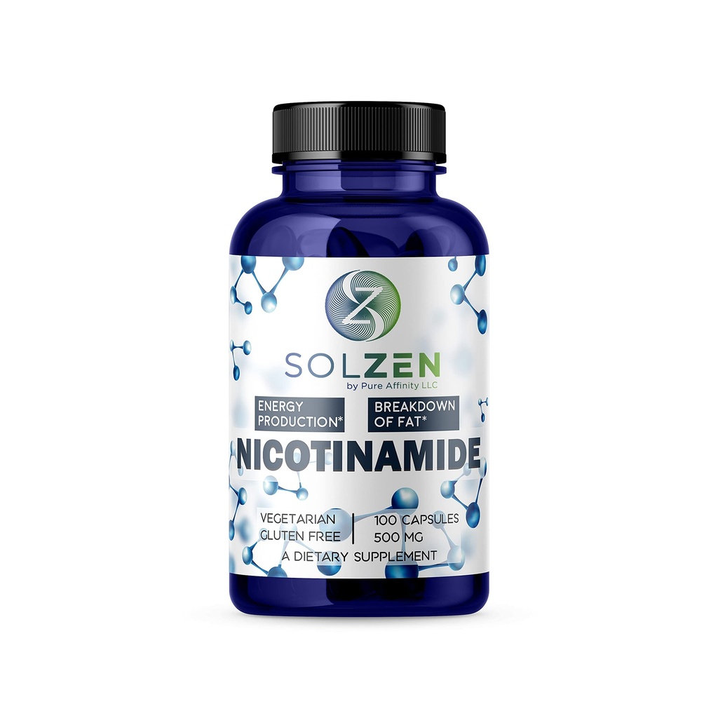 B3 Nicotinamide 500 mg Effectief Flush-Free Niacin. Energiebooster, celregenerator, dat ondersteunt Cognitieve achteruitgang, anti-veroudering en helpt afbreken Carbs & Fats (100 telling)