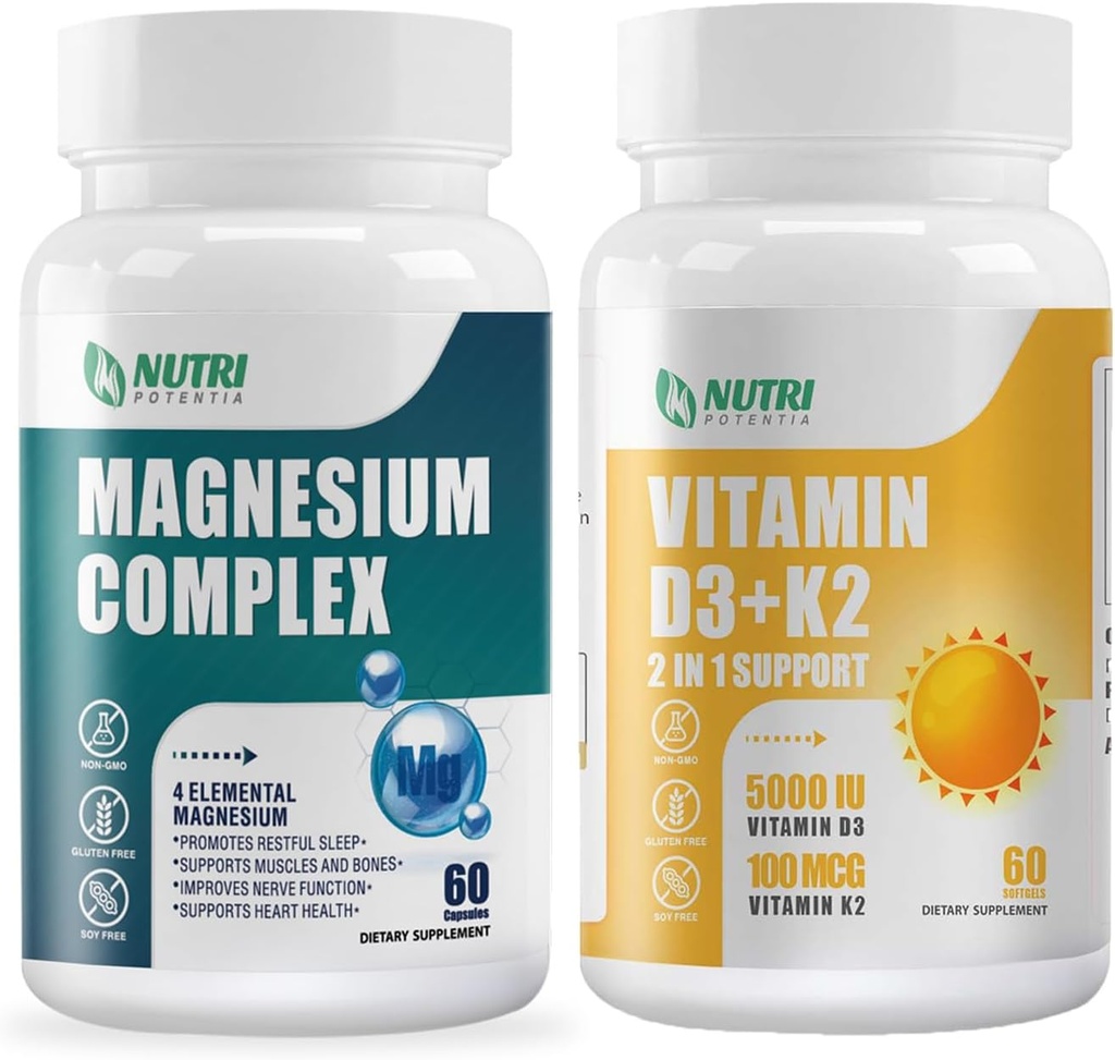 Supplément complexe par rupture de magnésium et vitamine D3 K2 avec huile MCT 60 Softgels.