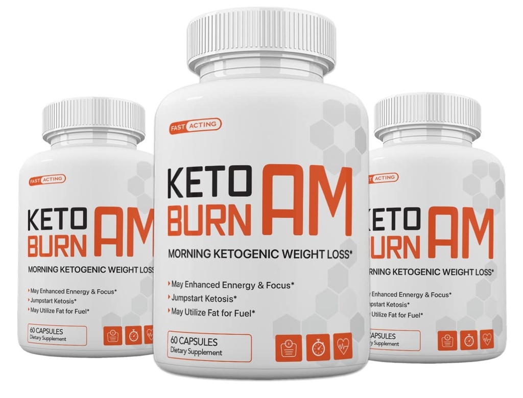 (Pack of 3) Keto Burn AM Matin Gestion du poids kétogénique, pilules Keto Burn pour hommes et femmes, 180 capsules, 3 mois d'approvisionnement