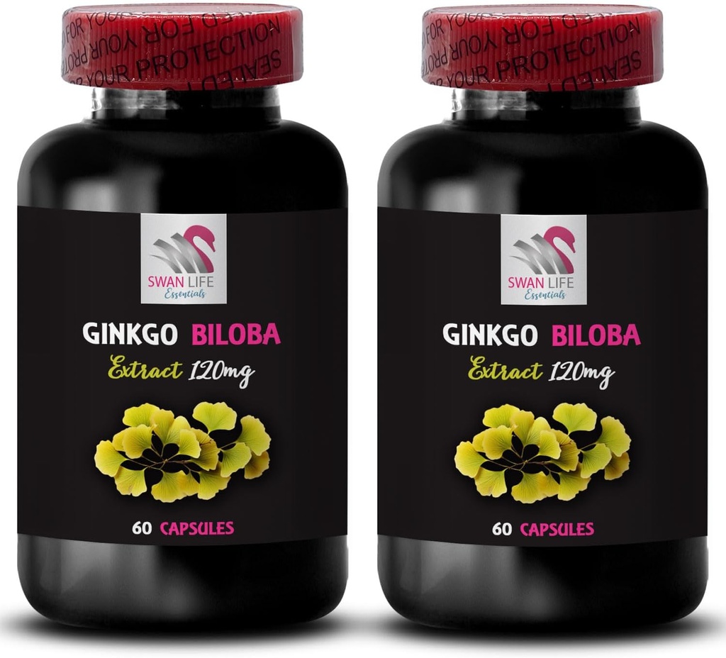 Ginkgo biloba antioxidant Capsules - Ginkgo BILOBA Extract - Botanical antioxidant Formula, Natural antioxidant Product, Ginkgo biloba Leaf Benefits, Plant-Based Wellness Support 2 Bottles 120 Caps