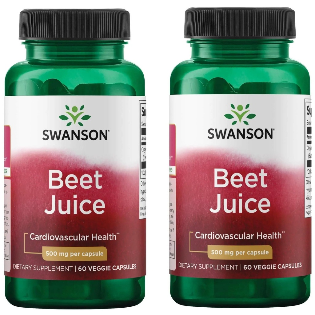 Swanson Made with Organic Beet Juice Freeze Gedroogd 500 Milligram 60 Veg Capsules (2 Pack)