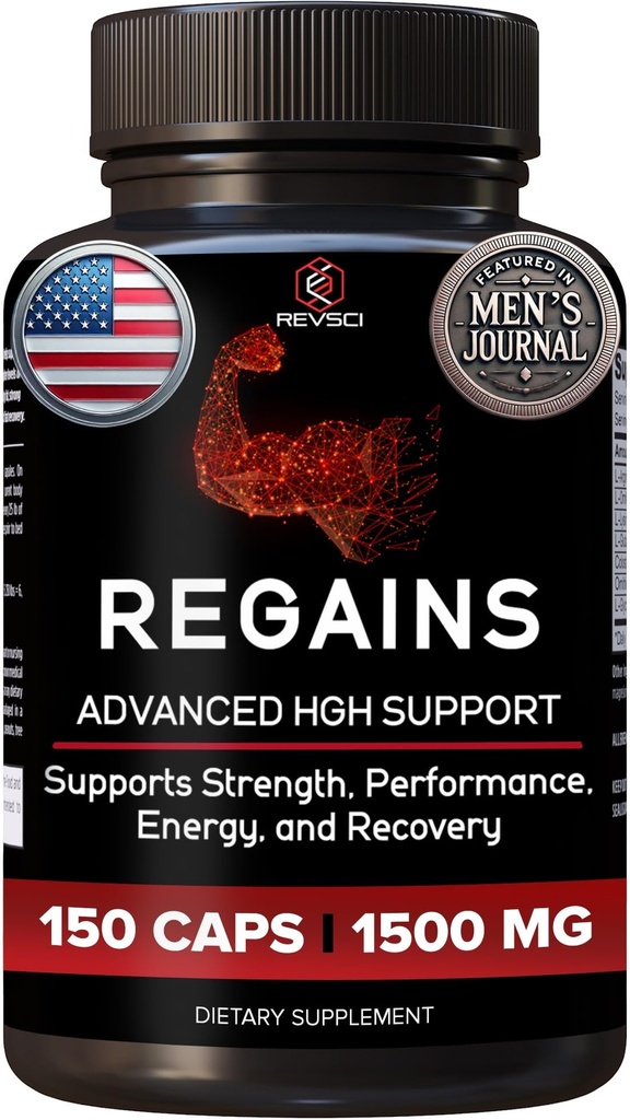 Suppléments HGH pour les hommes et les femmes - Regains Natural Anabolic Muscle Growth Building & Human Growth Hormone pour les hommes, Muscle Builder pour les hommes, Supplément de récupération musculaire, 150 pilules protéiques