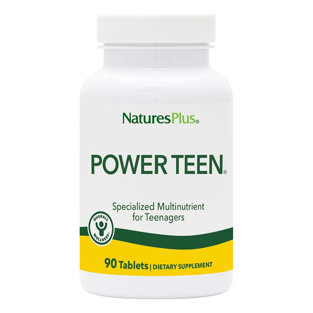 Natures Plus Source de puissance de vie Adolescents - 90 comprimés végétariens - Adolescents multivitamines avec minéraux et aliments entiers pour le focus mental, booster l'énergie - Sans gluten - 45 portions